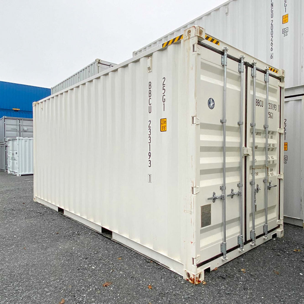20ft HC zeecontainer (1e reis) wit